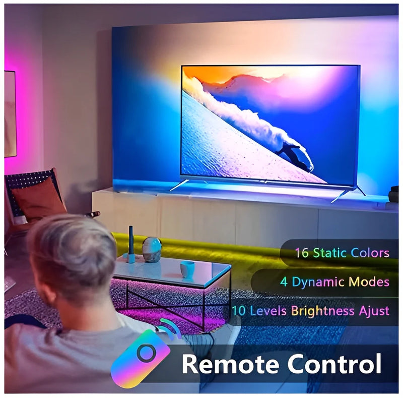 Fita LED RGB de 5 m com fonte e controle de dupla face