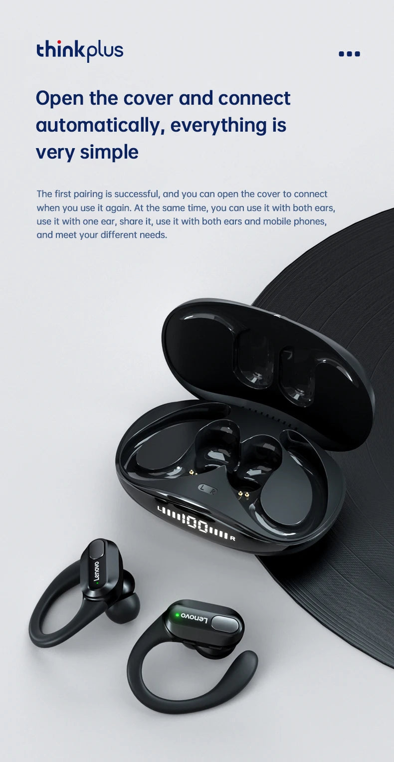 Fones de ouvido esportivos sem fio Lenovo XT80 originais com microfone