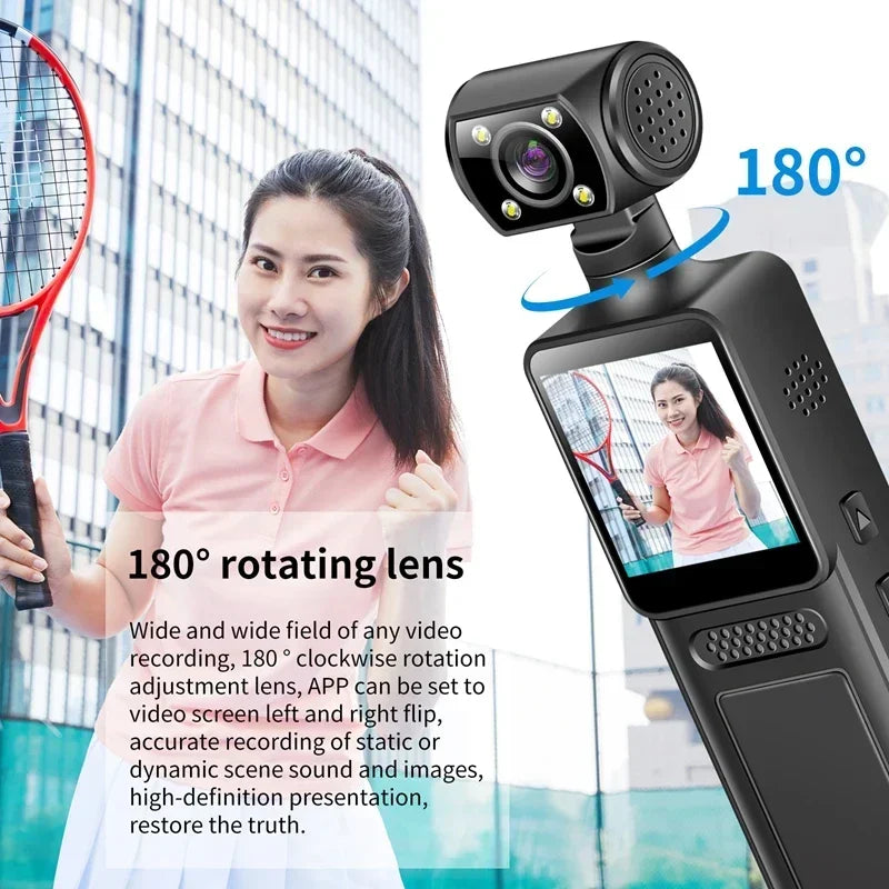 8K HD Câmera de bolso portátil com rotação de 180°
