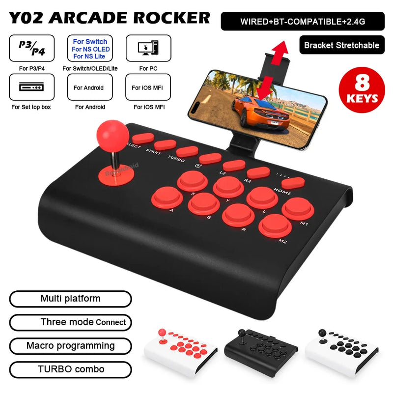Controle de arcade Y02 para PS4/PS3/Xbox One/Switch OLED/Android/iOS