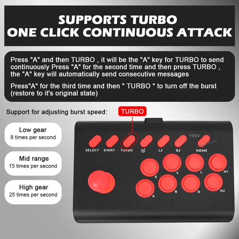 Controle de arcade Y02 para PS4/PS3/Xbox One/Switch OLED/Android/iOS