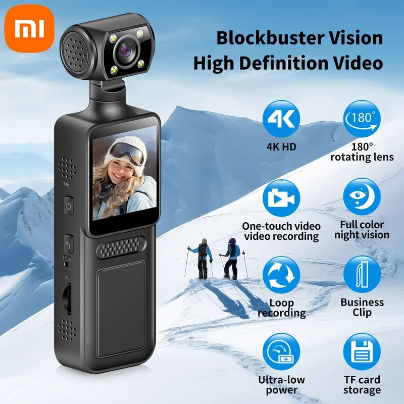 8K HD Câmera de bolso portátil com rotação de 180°