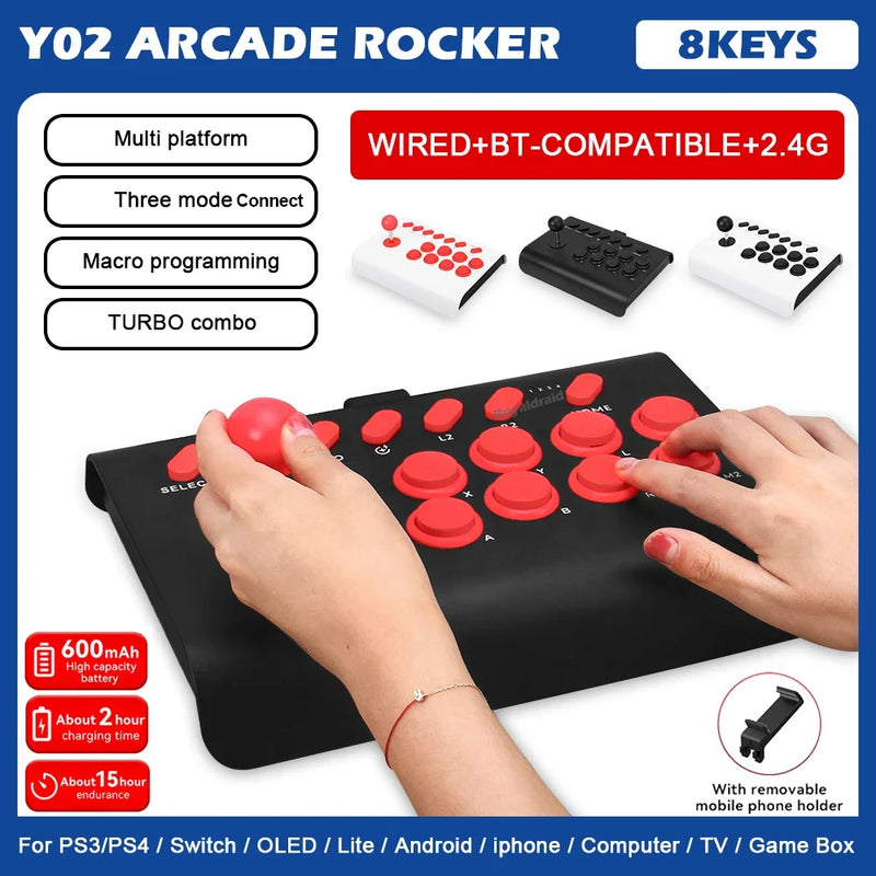 Controle de arcade Y02 para PS4/PS3/Xbox One/Switch OLED/Android/iOS