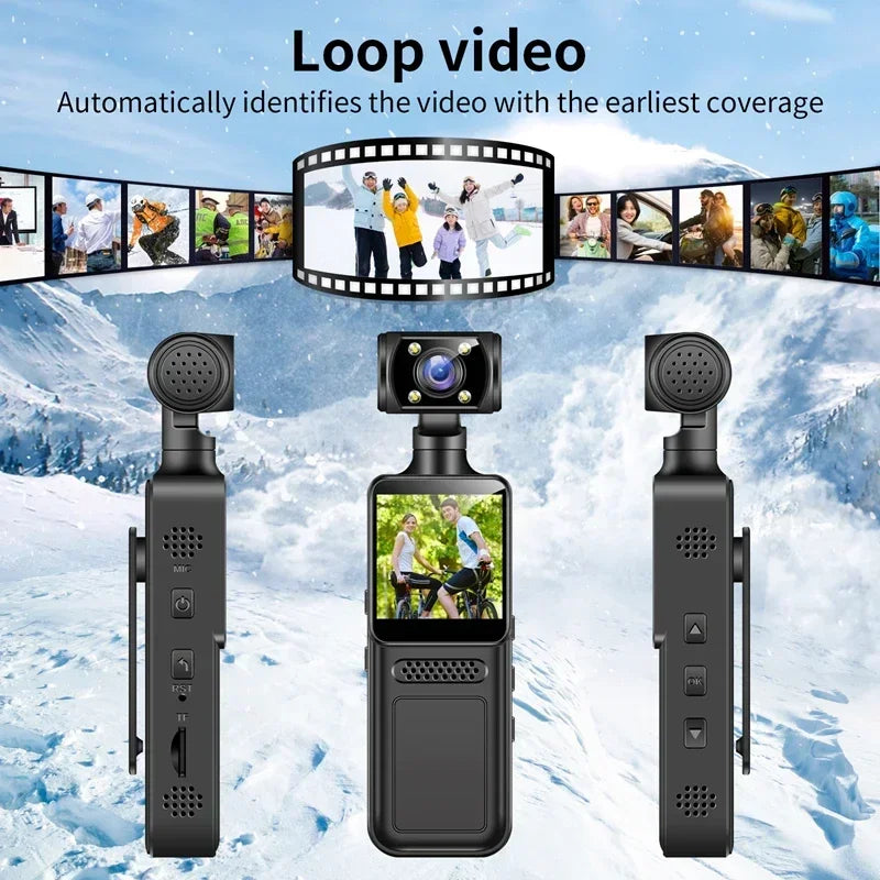 8K HD Câmera de bolso portátil com rotação de 180°