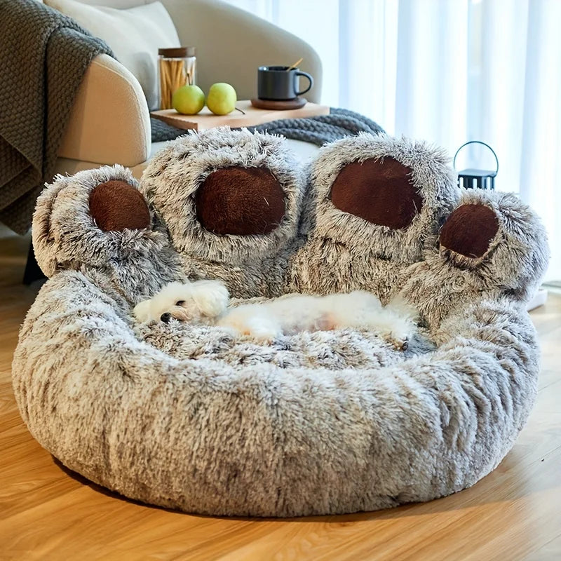 Cama para cachorro e gato, sofá fofo em formato de pata de urso