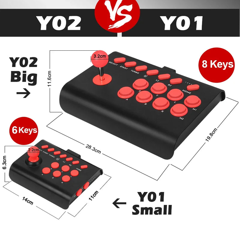 Controle de arcade Y02 para PS4/PS3/Xbox One/Switch OLED/Android/iOS