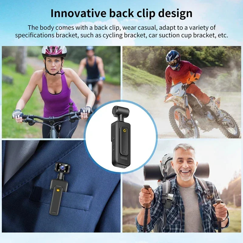 8K HD Câmera de bolso portátil com rotação de 180°