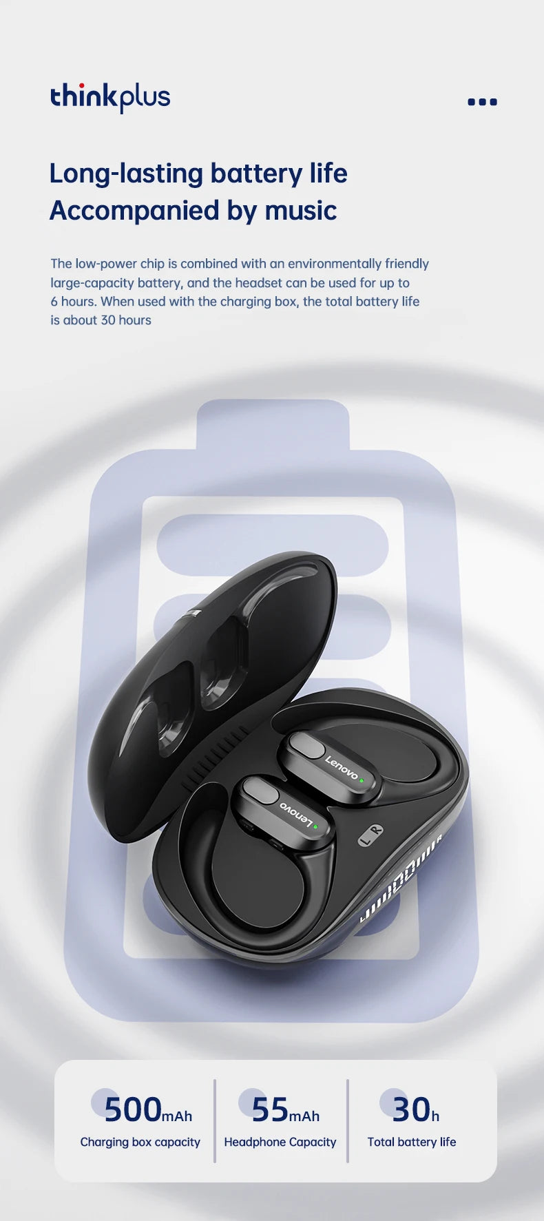 Fones de ouvido esportivos sem fio Lenovo XT80 originais com microfone