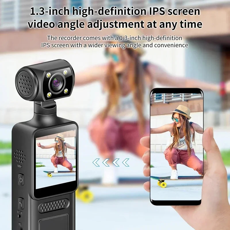 8K HD Câmera de bolso portátil com rotação de 180°