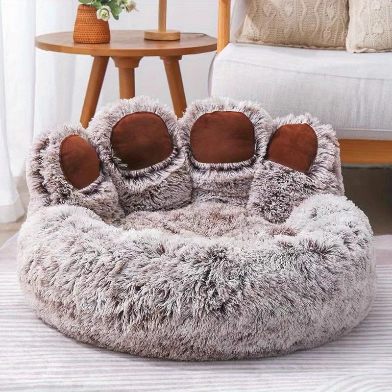 Cama para cachorro e gato, sofá fofo em formato de pata de urso