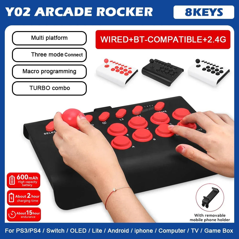 Controle de arcade Y02 para PS4/PS3/Xbox One/Switch OLED/Android/iOS