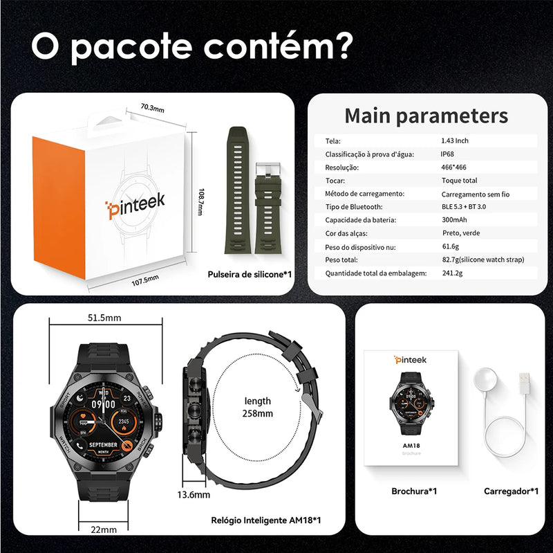 Relógio Inteligente com pulseira esportiva