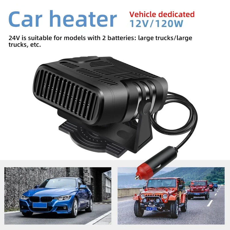 Aquecedor portátil para carro, descongelador, ventilador de modo duplo, 12V 24V