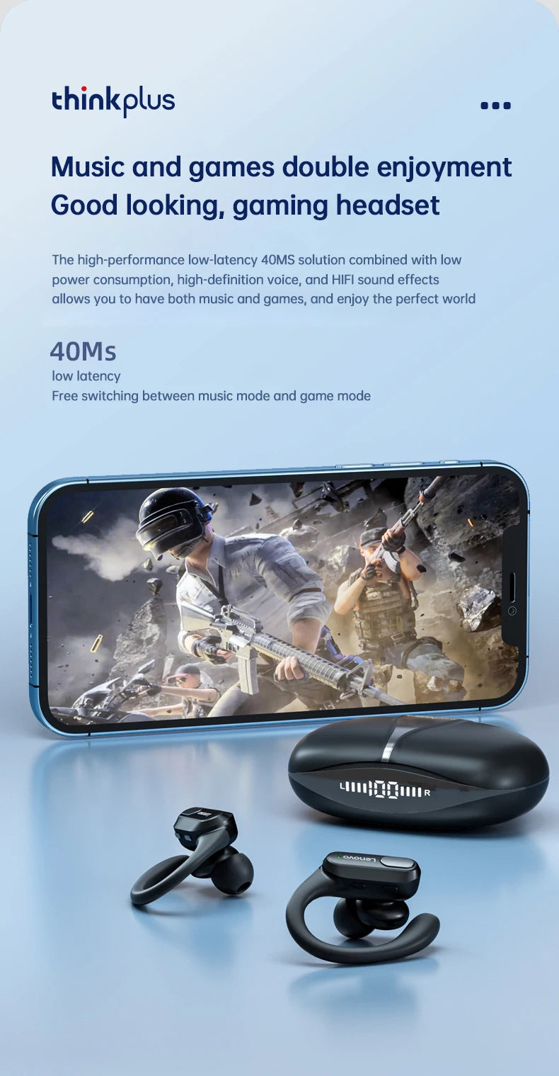 Fones de ouvido esportivos sem fio Lenovo XT80 originais com microfone